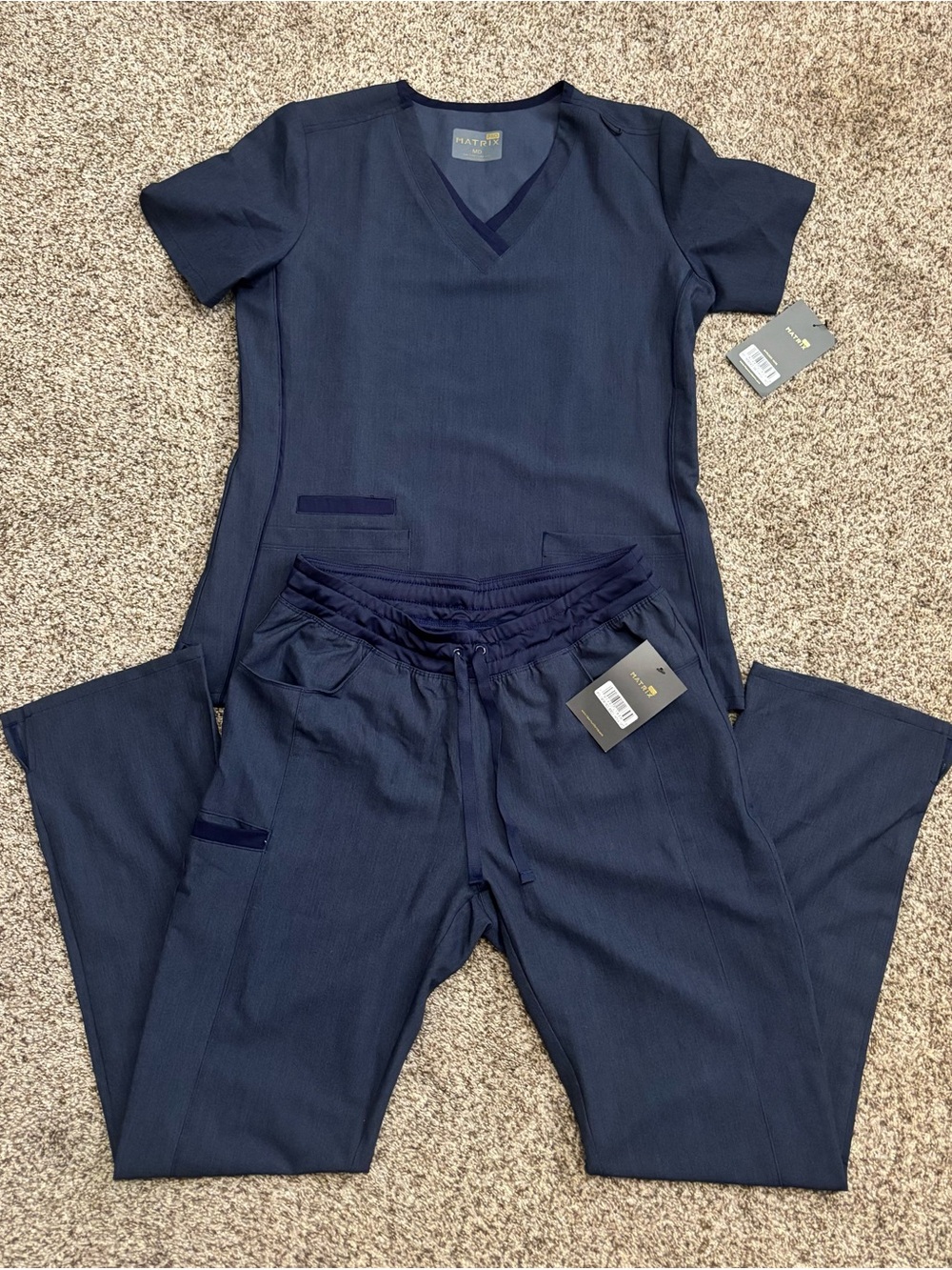 Women's Maevn Matrix Pro Navy V-Neck Scrub Set - Top & Pant